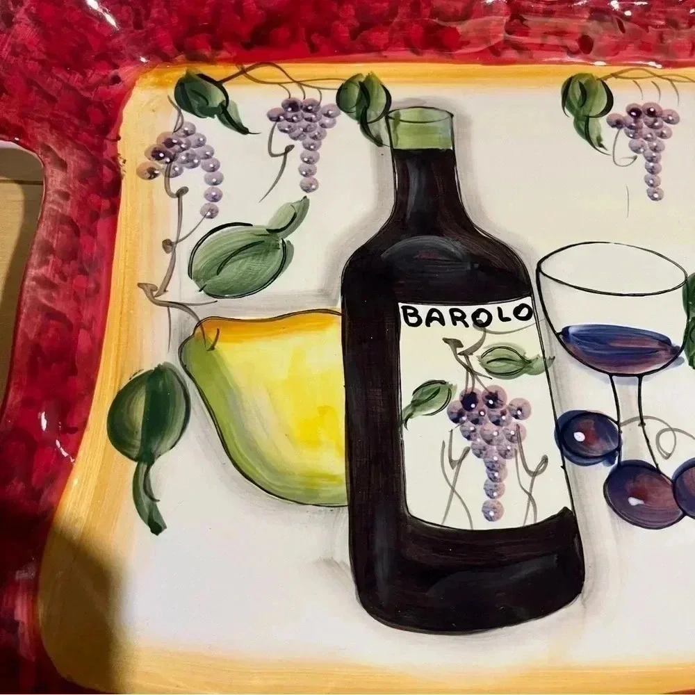 Mediterranea Le Ceramiche Rectangular Tray Wine Grapes Serving Party Charcuterie
